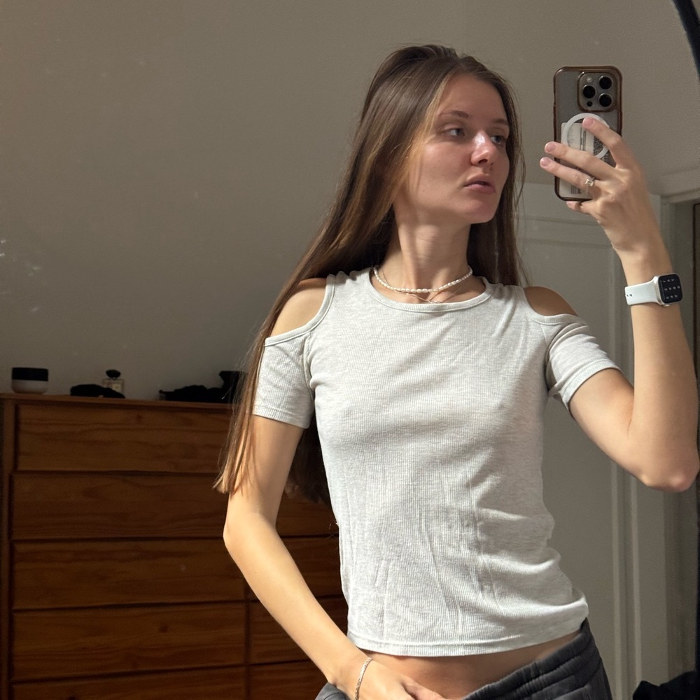 Gray Cold Shoulder Women's Top H&M s size